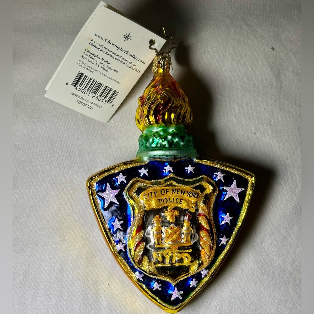 Christopher Radko New York City’s Finest NYPD brand new ornament with tag